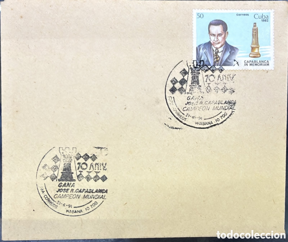 Sellos: CA) Cuba1991 (Year of cancellation/killing: 21-4-91) Chess / 70th Anniversary of the World Champions