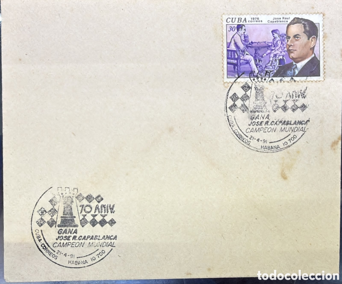 Sellos: CA)Cuba1991 (Year of cancellation/killing: 21-4-91) Chess / 70th Anniversary of the World Championsh