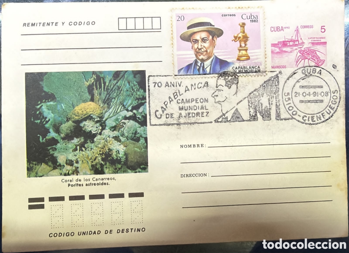 Sellos: CA)Cuba1991 (Year of cancellation/killing: 21-04-91) Chess / Commemoration of Jos&eacute; Ra&uacute;l Capablanca (