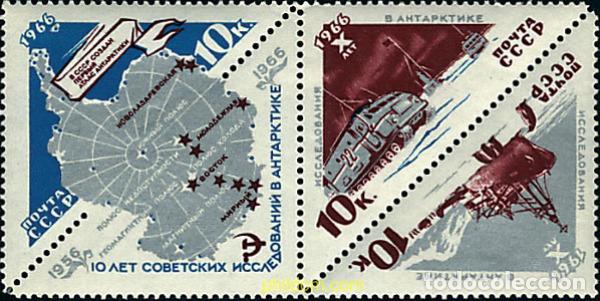 Stamps: 6783 MNH UNION SOVIETICA 1966 10 ANIVERSARIO DE LA EXPLORACION DE LA ANTARTIDA