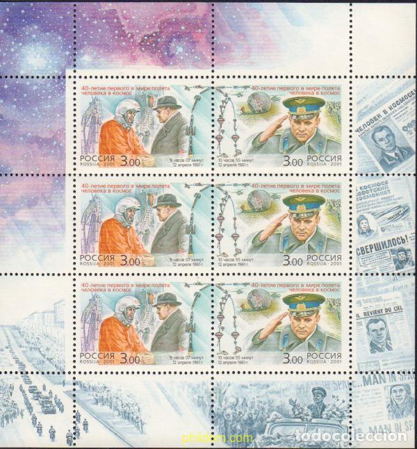 Sellos: 578259 MNH RUSIA 2001 40 ANIVERSARIO DEL PRIMER VUELO ESPACIAL TRIPULADO