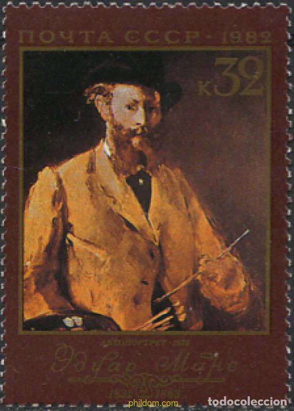 Sellos: 239755 MNH UNION SOVIETICA 1982 150 ANIVERSARIO DEL NACIMIENTO DEL PINTOR EDOUARD MANET