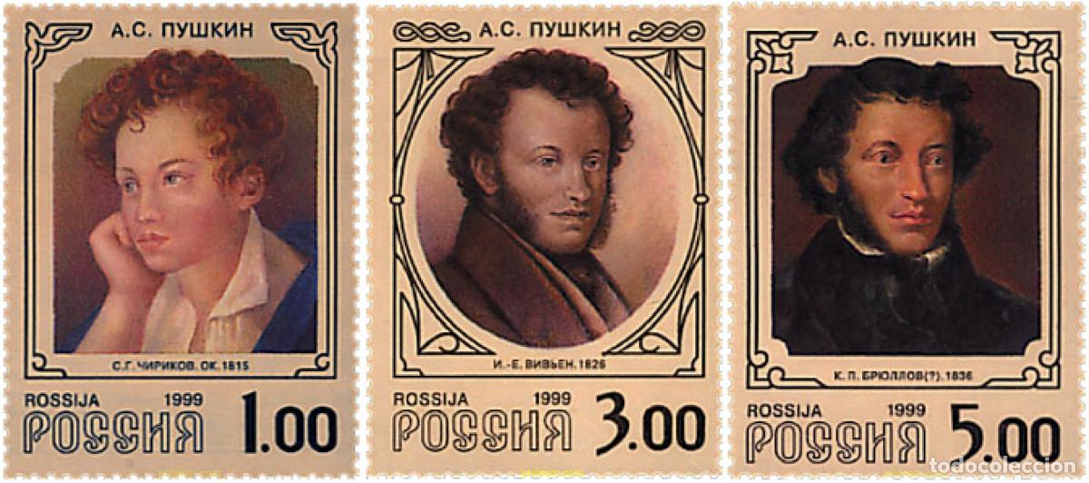 Sellos: 67279 MNH RUSIA 1999 200 ANIVERSARIO DEL NACIMIENTO DE ALEXANDER PUSCHKIN
