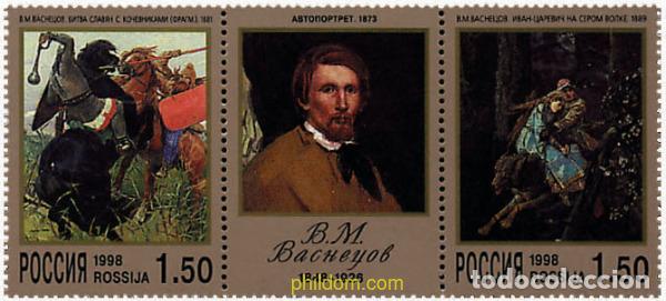 Sellos: 6493 MNH RUSIA 1998 150 ANIVERSARIO DEL NACIMIENTO DEL PINTOR V.M. VASNETSOV