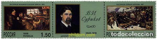 Sellos: 5666 MNH RUSIA 1998 150 ANIVERSARIO DEL NACIMIENTO DEL PINTOR SOURIKOV