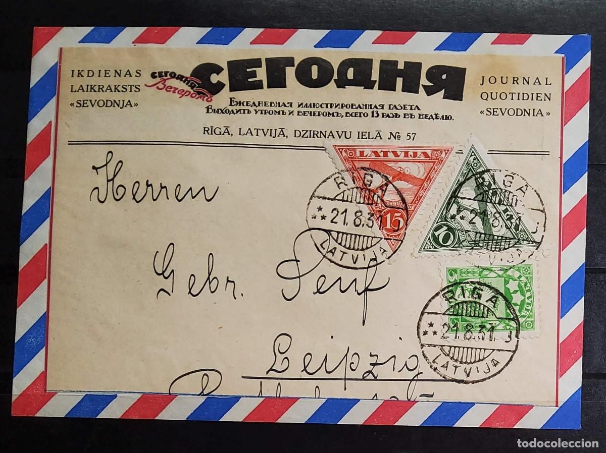 Sellos: CARTA CIRCULADA DE LETONIA EN EL A&Ntilde;O 1931 CON FRANQUEO FILAT&Eacute;LICO .EXTRAORDINARIA CALIDAD