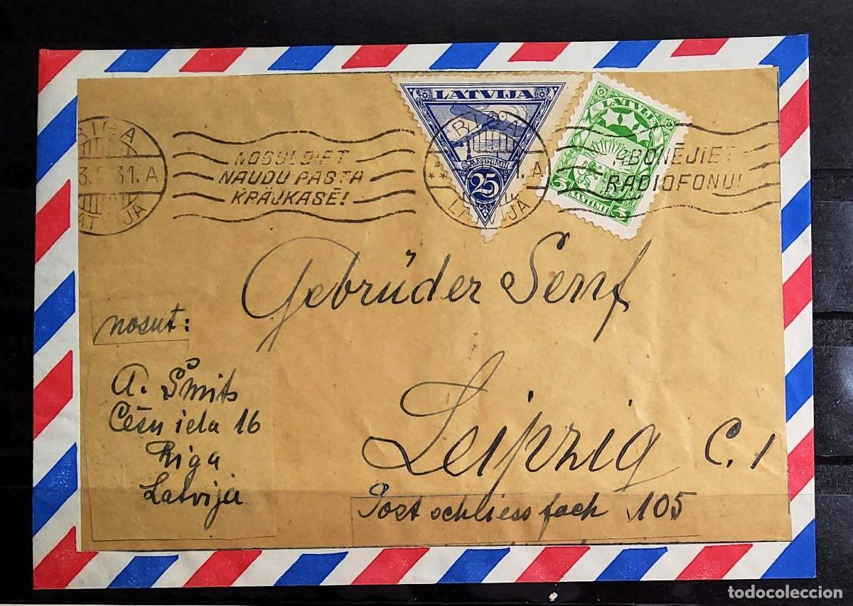 Sellos: CARTA CIRCULADA DE LETONIA EN EL A&Ntilde;O 1931 CON FRANQUEO FILAT&Eacute;LICO .EXTRAORDINARIA CALIDAD