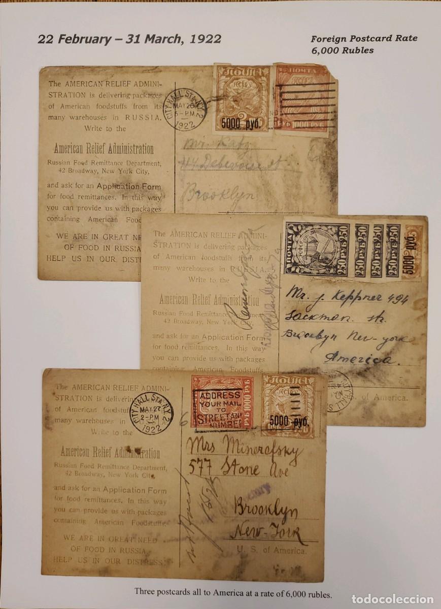 Sellos: MI) 1922 RUSSIA, POSTCARDS, HYPERINFLATION PERIOD, AMERICAN RELIEF ADMINISTRATION, SENT TO BROOKLYN,