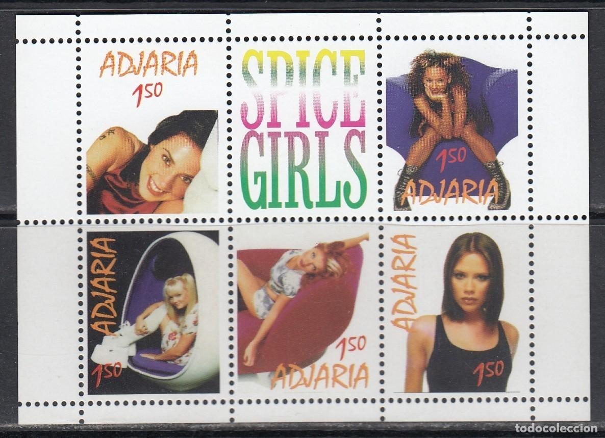 Sellos: ADJARIA GEORGIA 1998 SHEET MNH SPICE GIRLS CANTANTES MUSICA SINGERS MUSIC