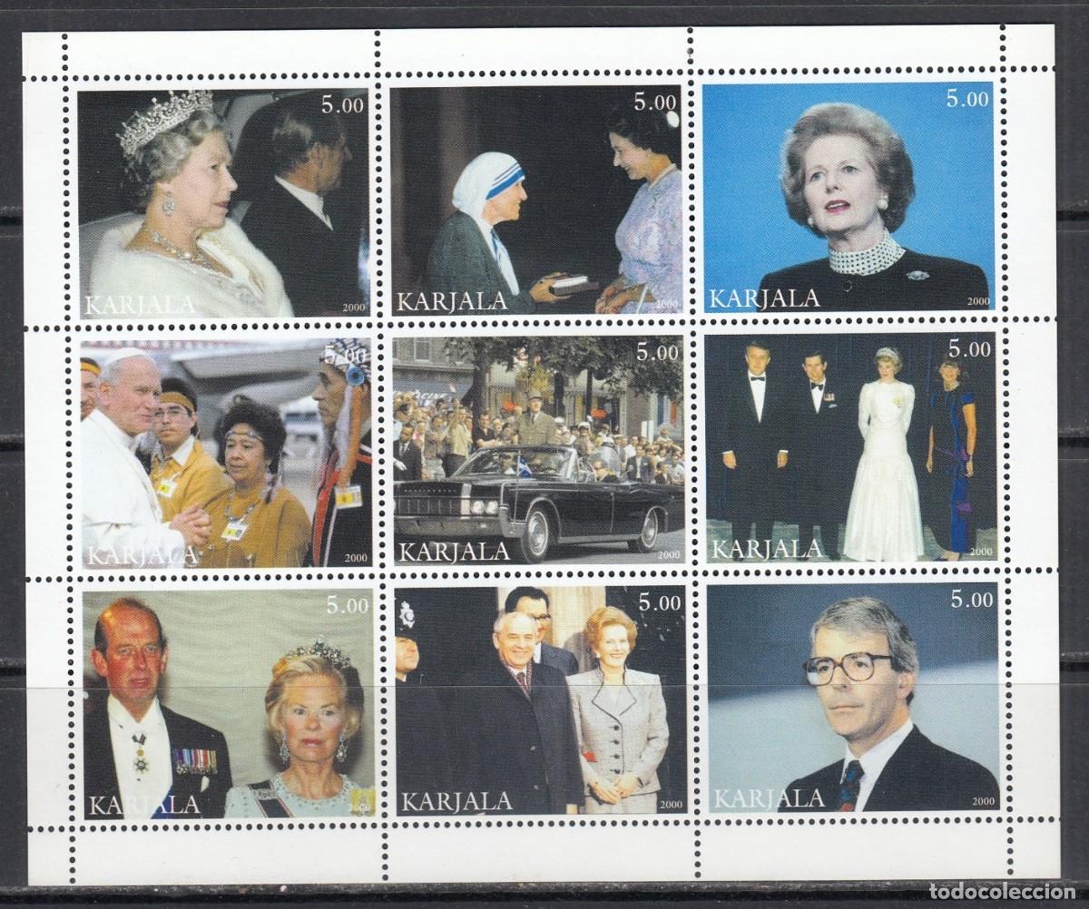 Sellos: KARJALA 2000 SHEET MNH QUEEN ELIZABETH II DIANA MADRE TERESA PAPA JUAN PABLO II MARGARET THATCHER