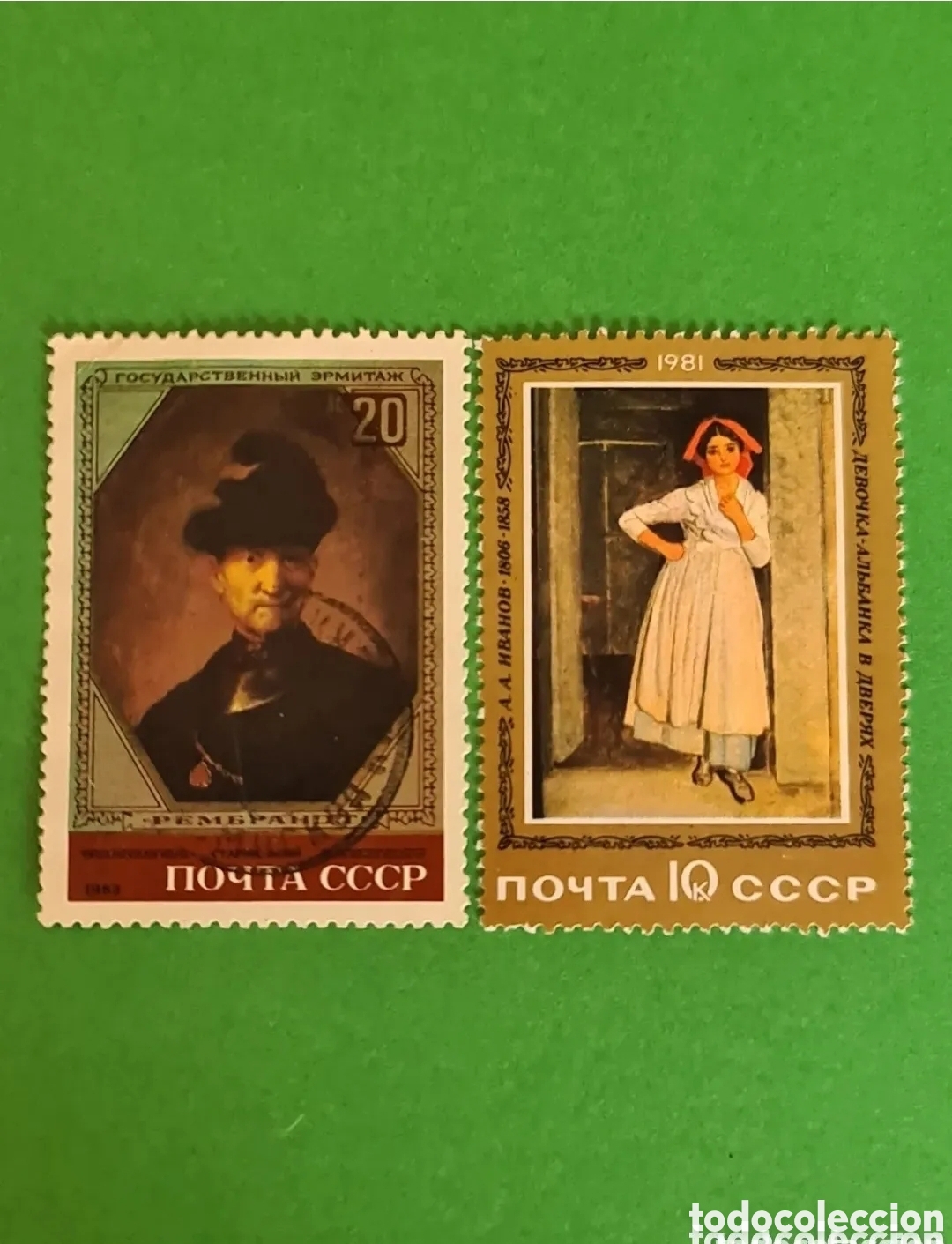 Stamps: Uni&oacute;n Sovi&eacute;tica (URSS) 2 sellos postales.
