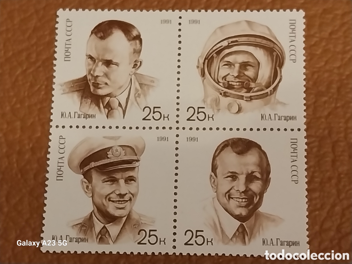 Timbres: Bloque 4 URSS 1991 30 Aniv Vuelo Espacial Yuri Gagarin MNH Cat Michel 6185/6188