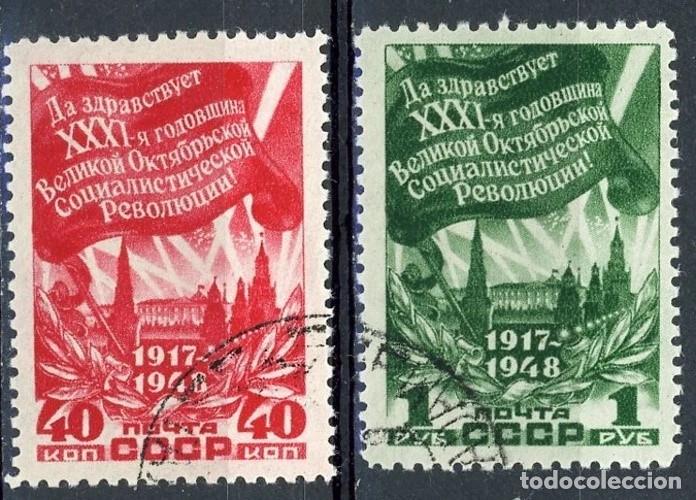 Sellos: Rusia 1948 Ivert 1262/3 - 31&ordm; Aniversario de la Revoluci&oacute;n de Octubre