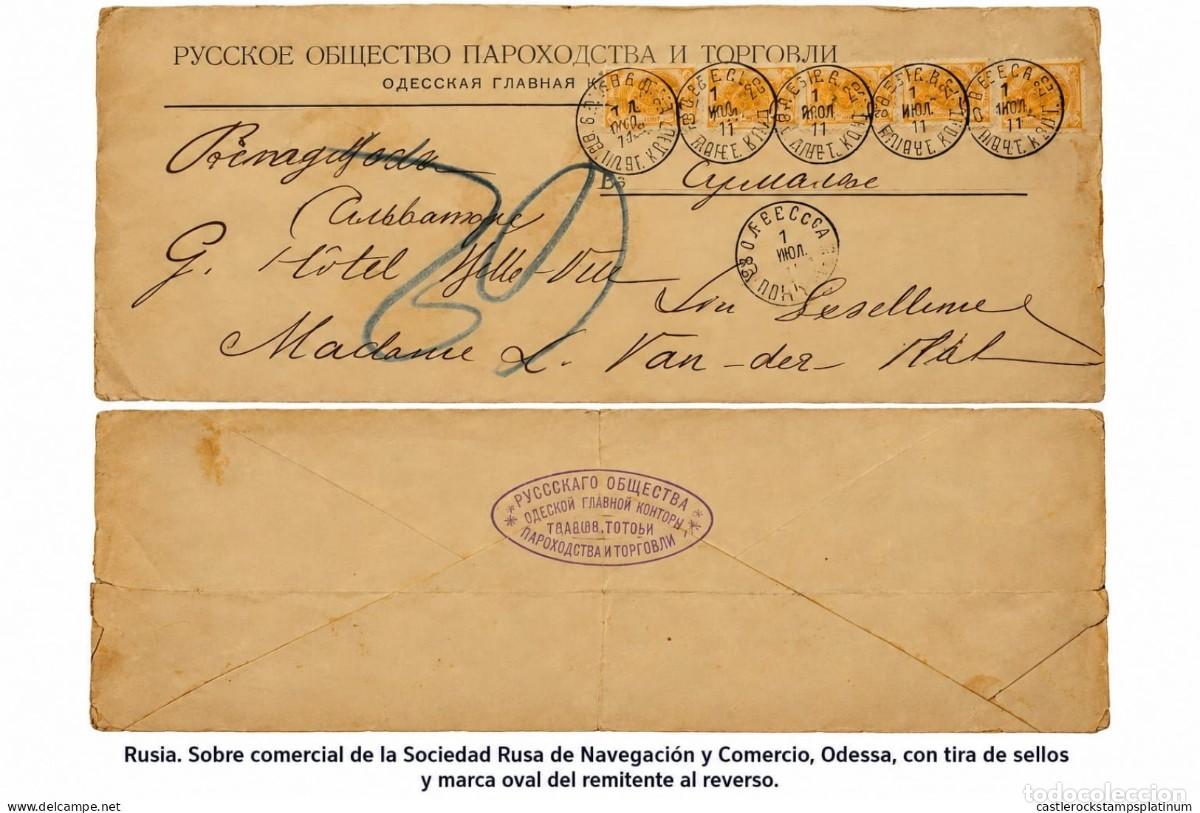 Sellos: O) 1911 RUSSIA, RUSSIAN STEAM NAVIGATION AND TRADING COMPANY ODESSA &ndash; STAMPS FOR THE AUTHORIZATION O