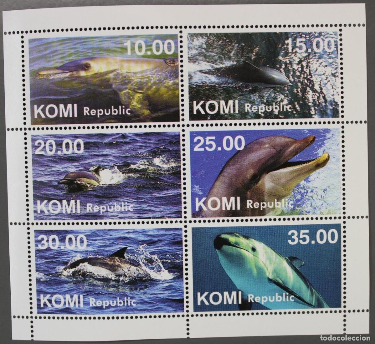 Sellos: KOMI 1999 SHEET MNH FAUNA MAMIFEROS DOLPHINS DAUPHINS DELFINES DELFINEN MARINE LIFE
