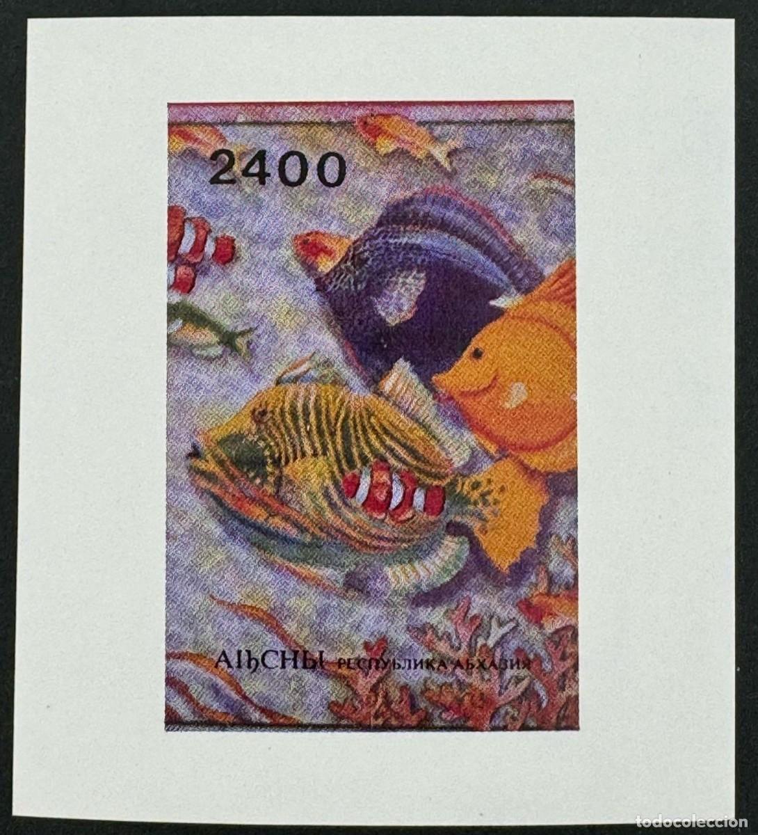 Sellos: ABKHAZIA 1995 SHEET MNH IMPERF FAUNA MARINA FISHES PECES POISSONS PESCI FISCHEN PEIXES MARINE LIFE
