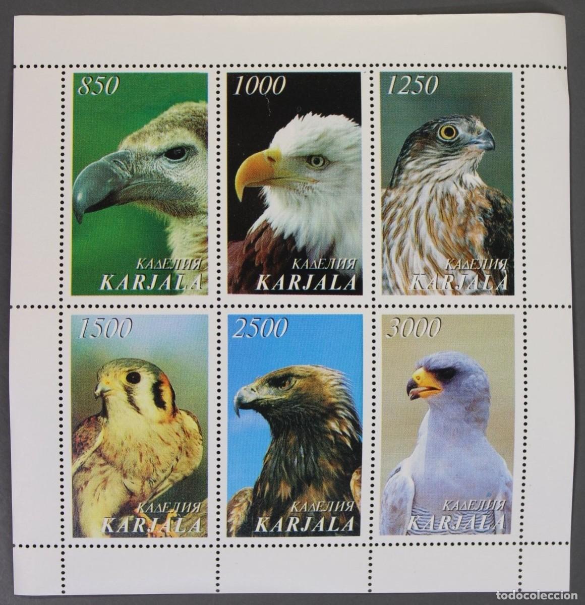 Sellos: KARJALA 1997 SHEET MNH FAUNA BIRDS OF PREY RAPACES AVES DE PRESA OISEAUX DE PROIE RAPACI