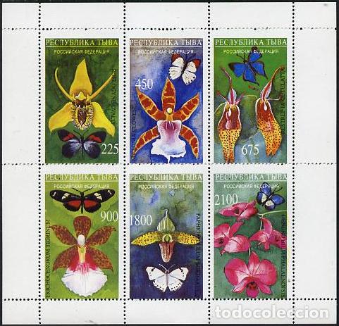 Sellos: TUVA TOUVA 1995 SHEET MNH BUTTERFLIES PAPILLONS MARIPOSAS ORQUIDEAS ORCHIDS FLORES FLOWERS FLEURS