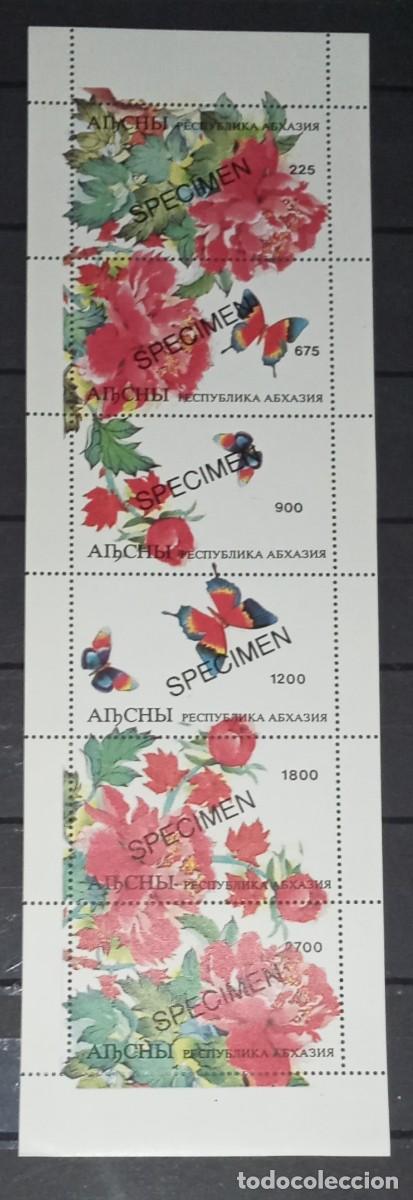 Sellos: ABKHAZIA 1996 SHEET MNH SPECIMEN BUTTERFLIES PAPILLONS MARIPOSAS FLORES FLOWERS FLEURS BLUMEN