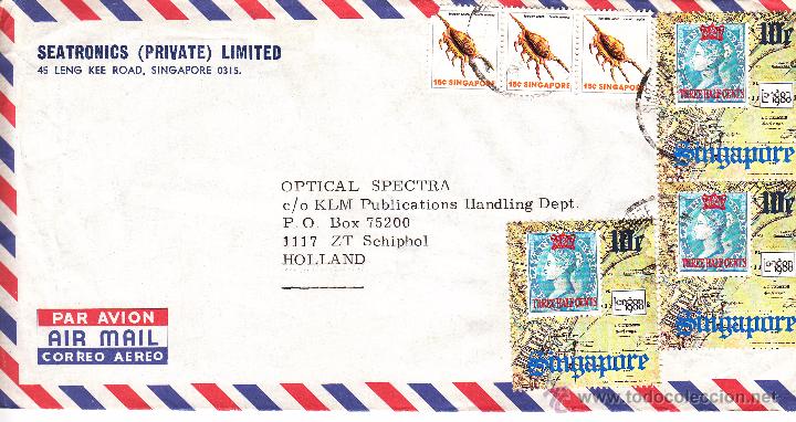 Sellos: SOBRE: 1980 SINGAPUR - HOLANDA - Foto 1