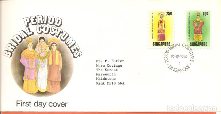 Sellos: SPD -FDC SINGAPUR, TRAJES T&Iacute;PICOS, 1976 - Foto 1