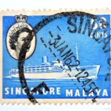 Sellos: SELLO POSTAL ANTIGUO SINGAPUR MALAYA 1955 50 C BARCO TRASATLANTICO CHUSAN III - REINA ELIZABETH II