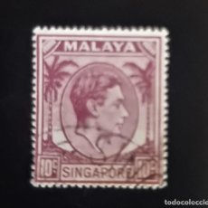 Sellos: SELLO USADO MALAYA - SINGAPUR - REY JORGE VI - VALOR FACIAL 10 C