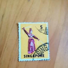 Sellos: SINGAPORE, SINGAPUR - 5 CENTS - AÑO 1968 - FOLKLORE, DANZAS, MÁSCARAS