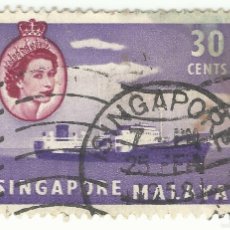Sellos: ❤️ SELLO DE SINGAPUR: PETROLERO, 1955, 30 CÉNTIMO MALAYO ❤️
