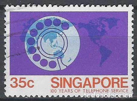 Sellos: SINGAPUR 1979 - CENTENARIO DEL TEL&Eacute;FONO - USADO - Foto 1