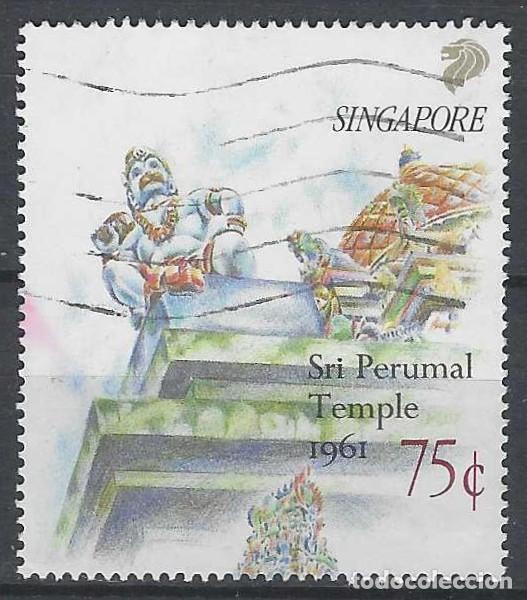 Sellos: SINGAPUR 1991 - EDIFICIOS RELIGIOSOS, TEMPLO DE SRI PERUMAL, 1961 - USADO - Foto 1
