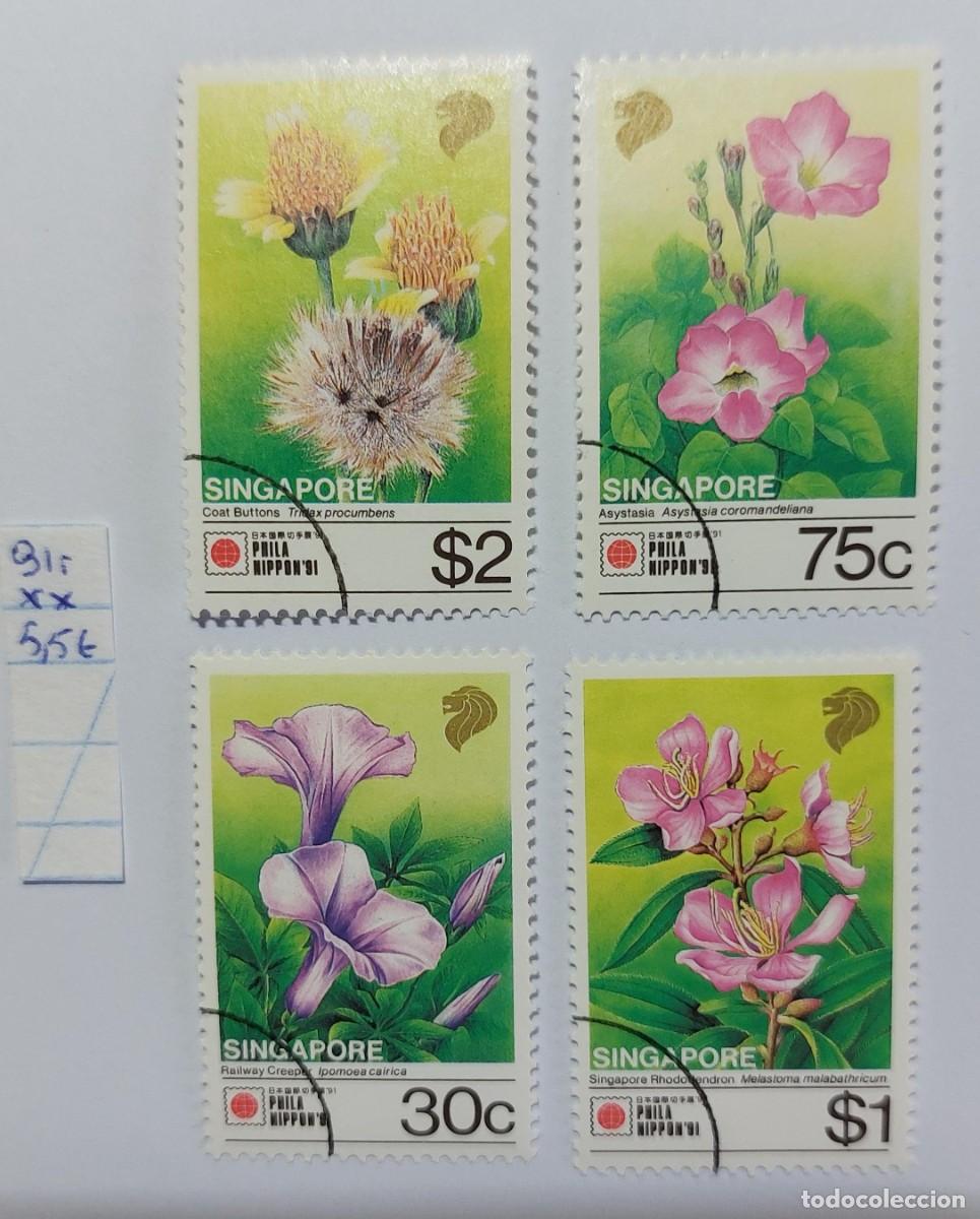 Sellos: Singapur 1991 exposici&oacute;n filat&eacute;lica internacional &rdquo;PHILA NIPPON '91&rdquo;, flores y plantas (*) CTO