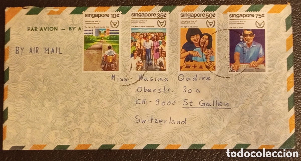 Timbres: Sobre Primer D&iacute;a / Correo A&eacute;reo Singapur 1981 - A&ntilde;o Internacional Discapacidad