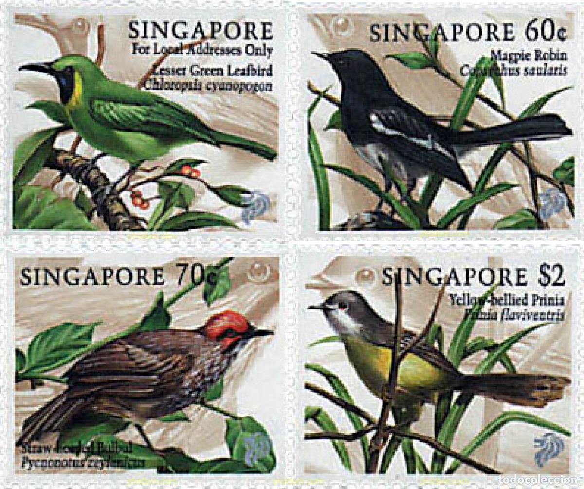 Sellos: 39350 MNH SINGAPUR 1998 PAJAROS CANTORES