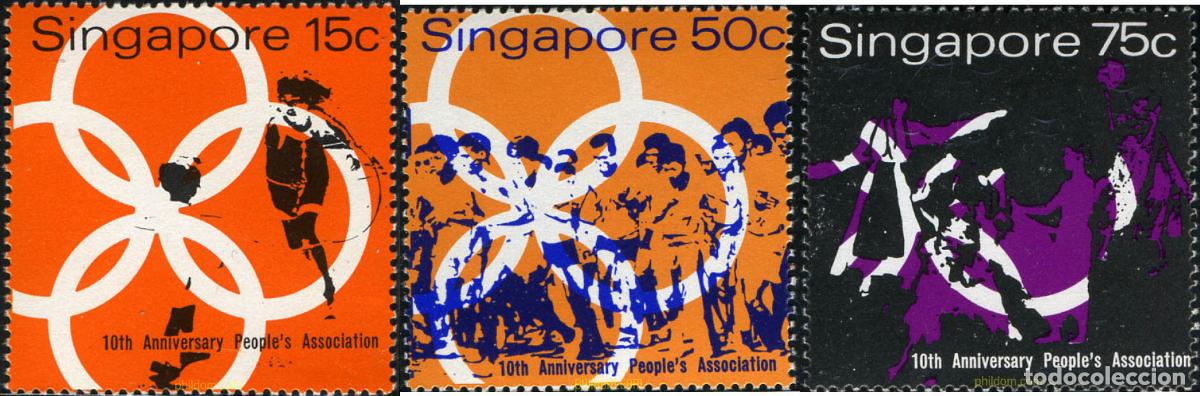 Sellos: 91968 MNH SINGAPUR 1970 10 ANIVERSARIO DE LA ASOCIACION DE PUEBLOS