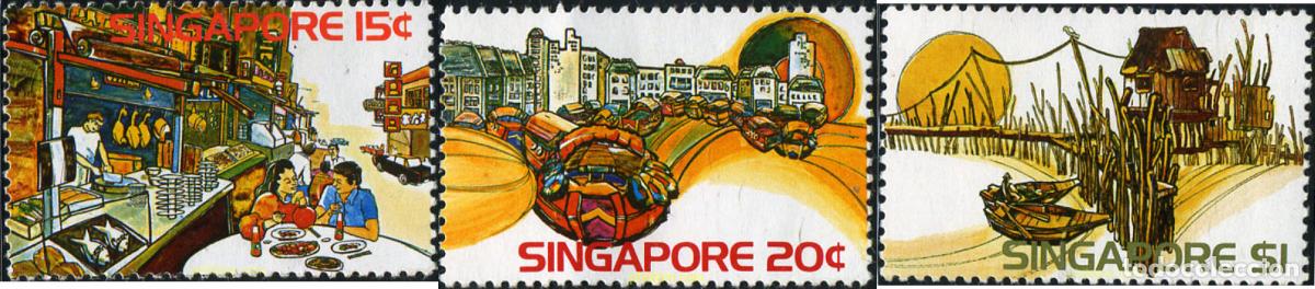 Sellos: 240842 MNH SINGAPUR 1975 ESCENAS DE SINGAPUR