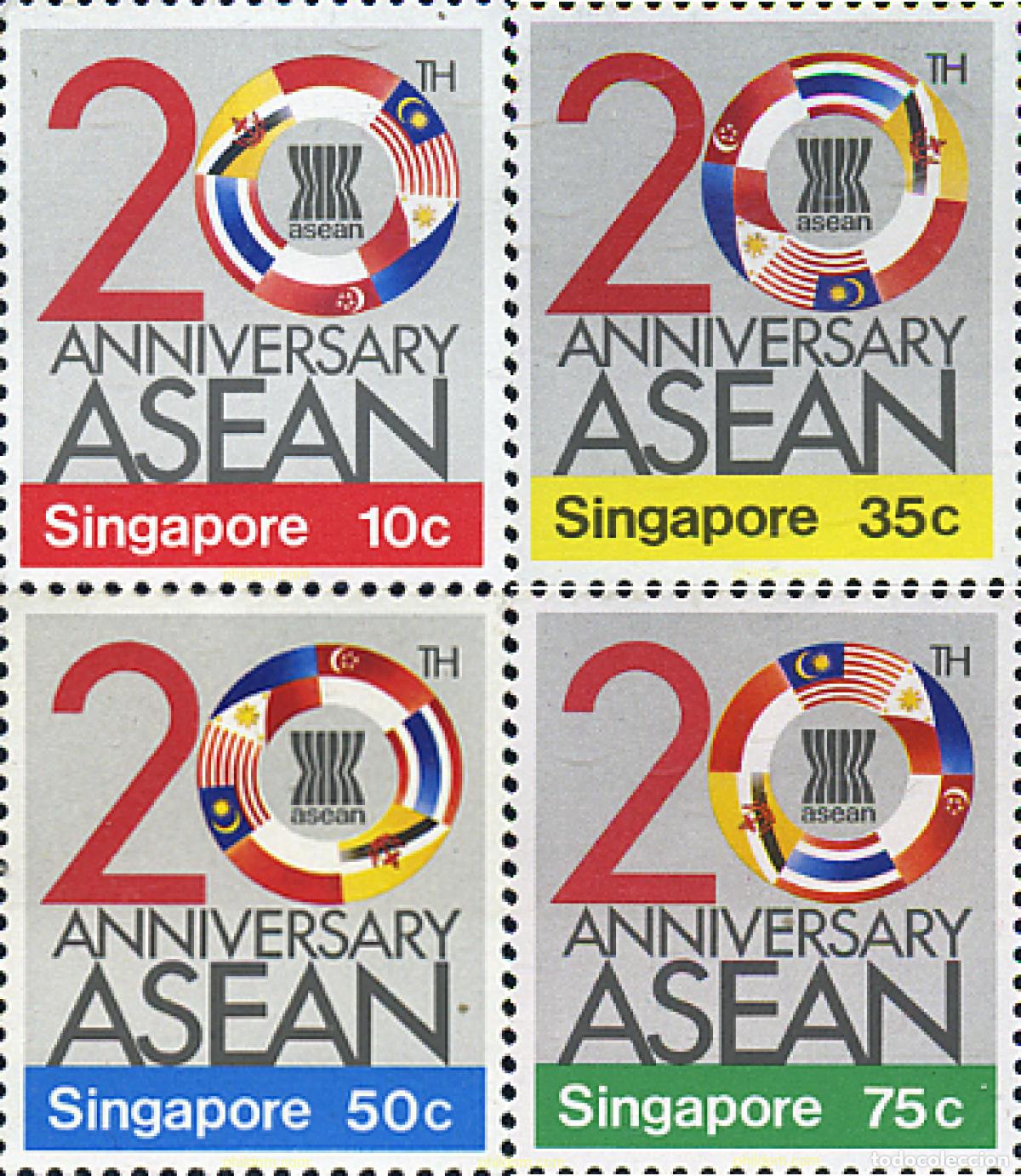 Francobolli: 43539 MNH SINGAPUR 1987 20 ANIVERSARIO DE LA ASEAN