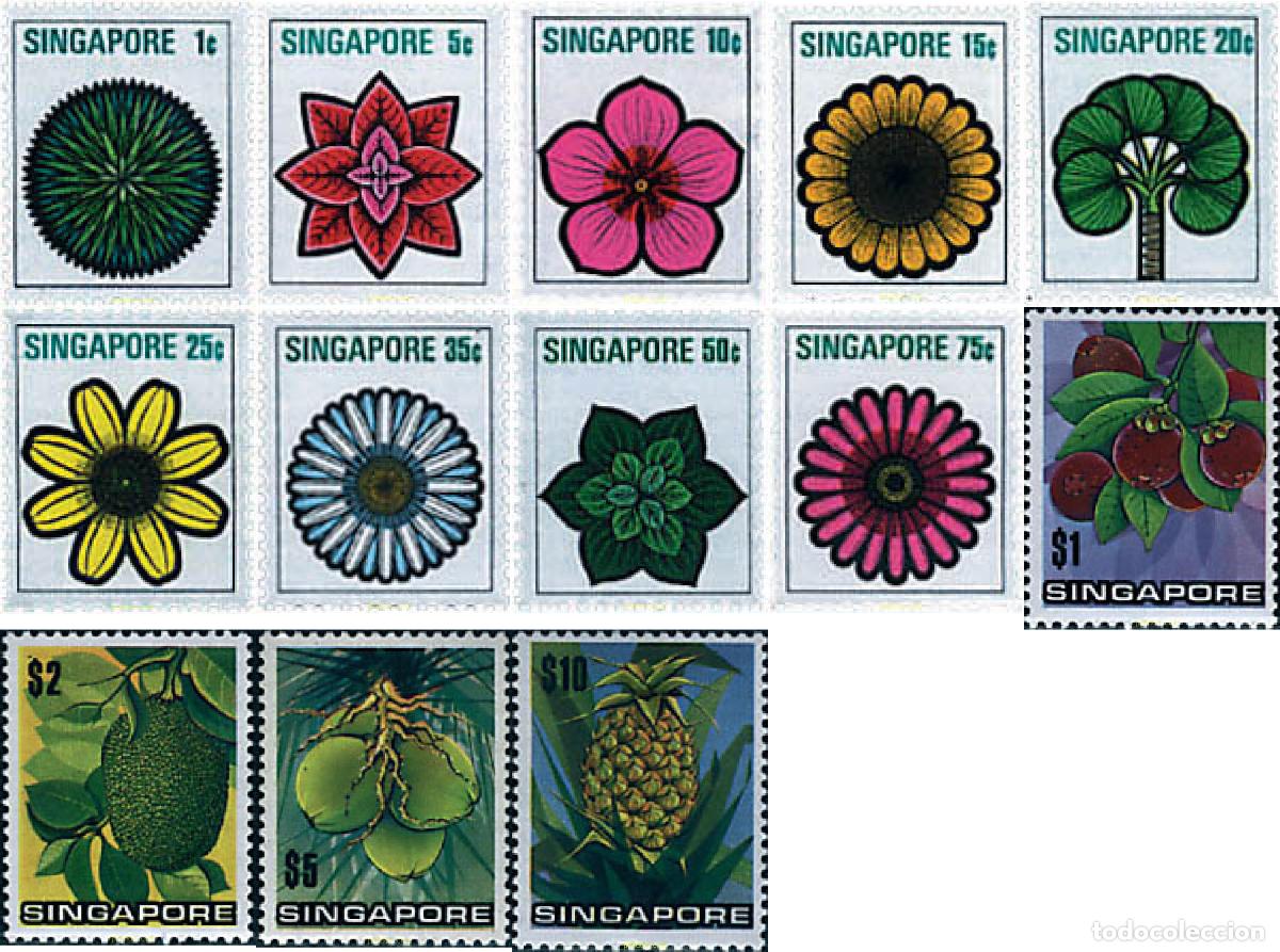 Sellos: 95156 MNH SINGAPUR 1973 FLORES Y FRUTOS