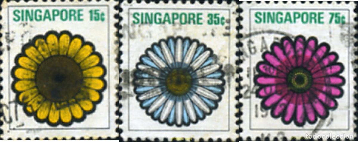 Sellos: 356111 USED SINGAPUR 1973 FLORES Y FRUTOS