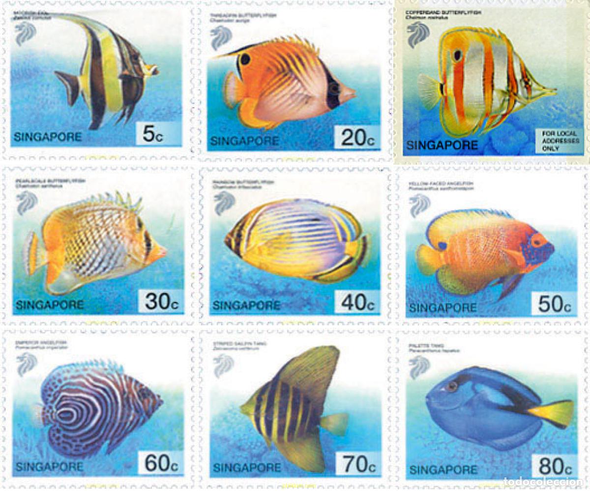 Sellos: 92022 MNH SINGAPUR 2001 PECES TROPICALES