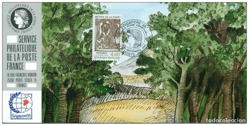 Sellos: 133 Exposici&oacute;n oficial de mapas Singapur 1995 FDC Forest Trade Tree Wood