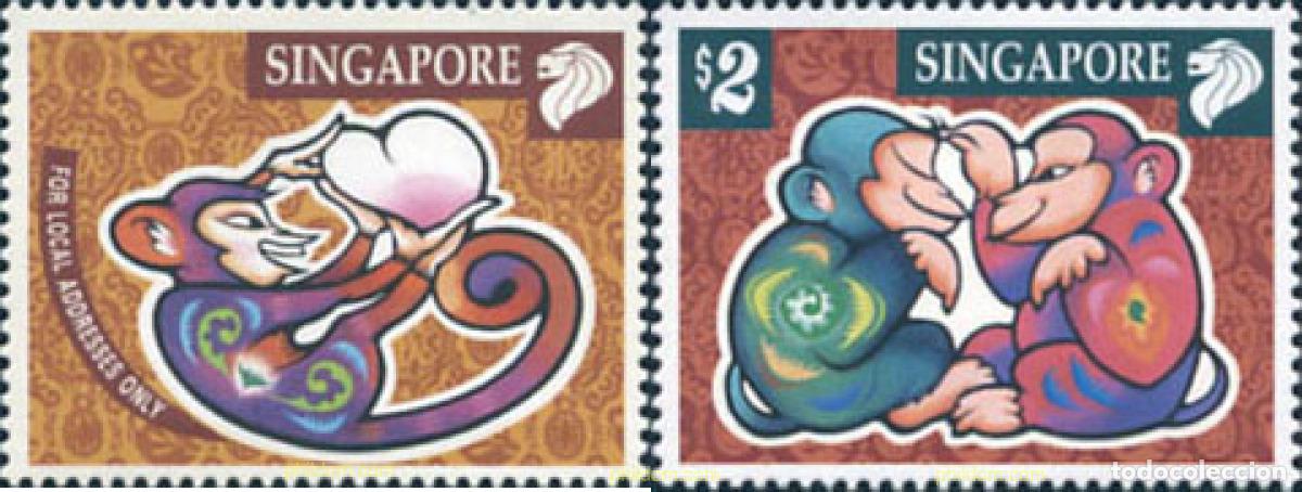 Sellos: 143100 MNH SINGAPUR 2004 A&Ntilde;O LUNAR CHINO - A&Ntilde;O DEL MONO