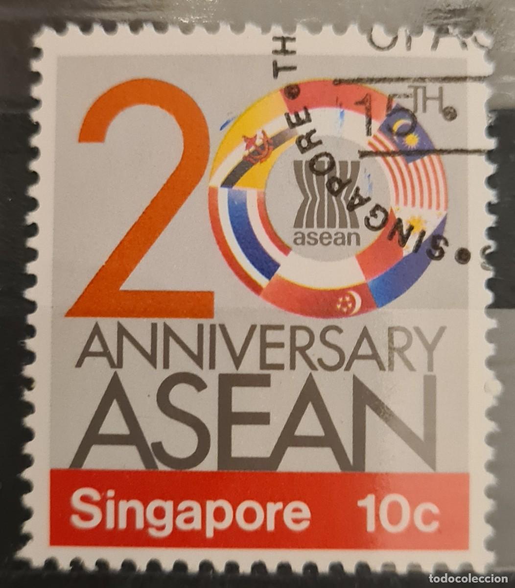 Sellos: Sello usado de Singapur 1987: XX aniversario de l'ASEAN