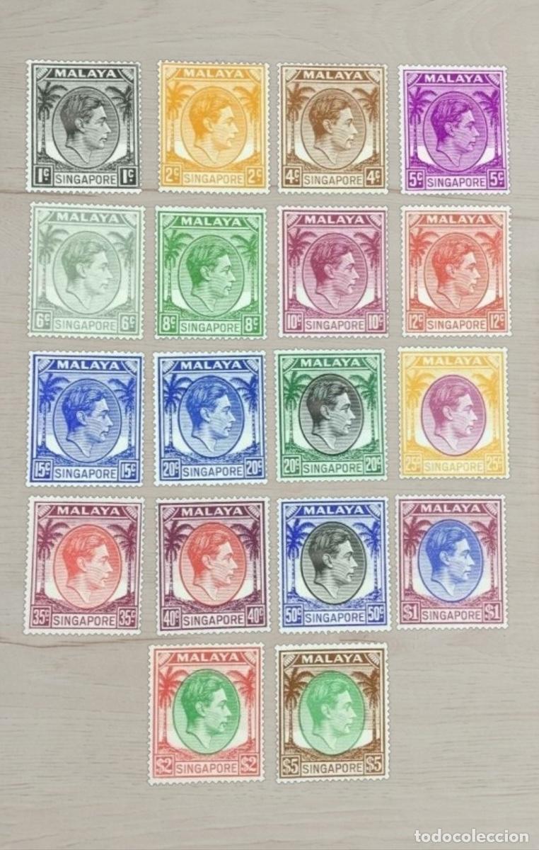 Sellos: Lote 18 Sellos Malaya Singapore 1948 - Rey Jorge VI hasta 5 Dollars - Nuevos