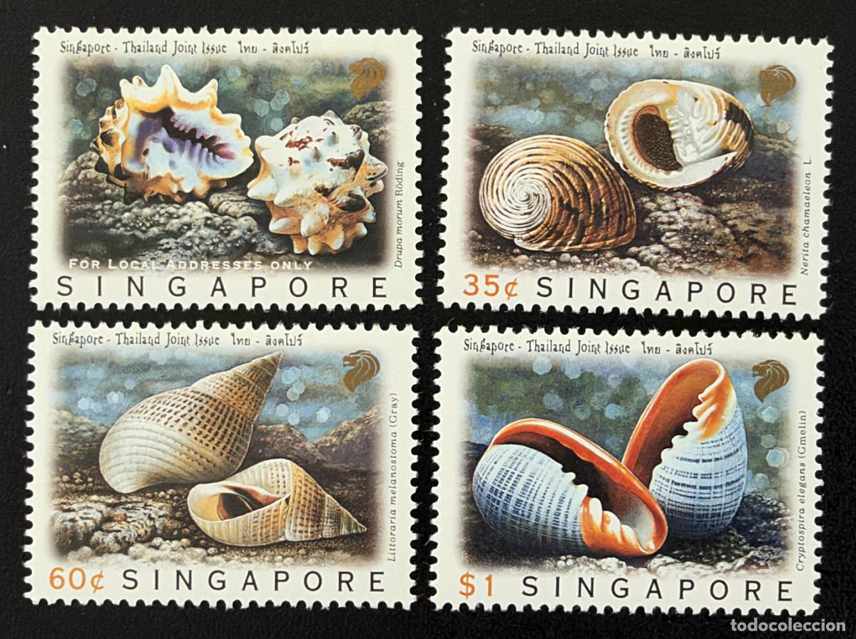 Sellos: Singapur 1997 Mi. 867-870 emisi&oacute;n conjunta Tailandia conchas