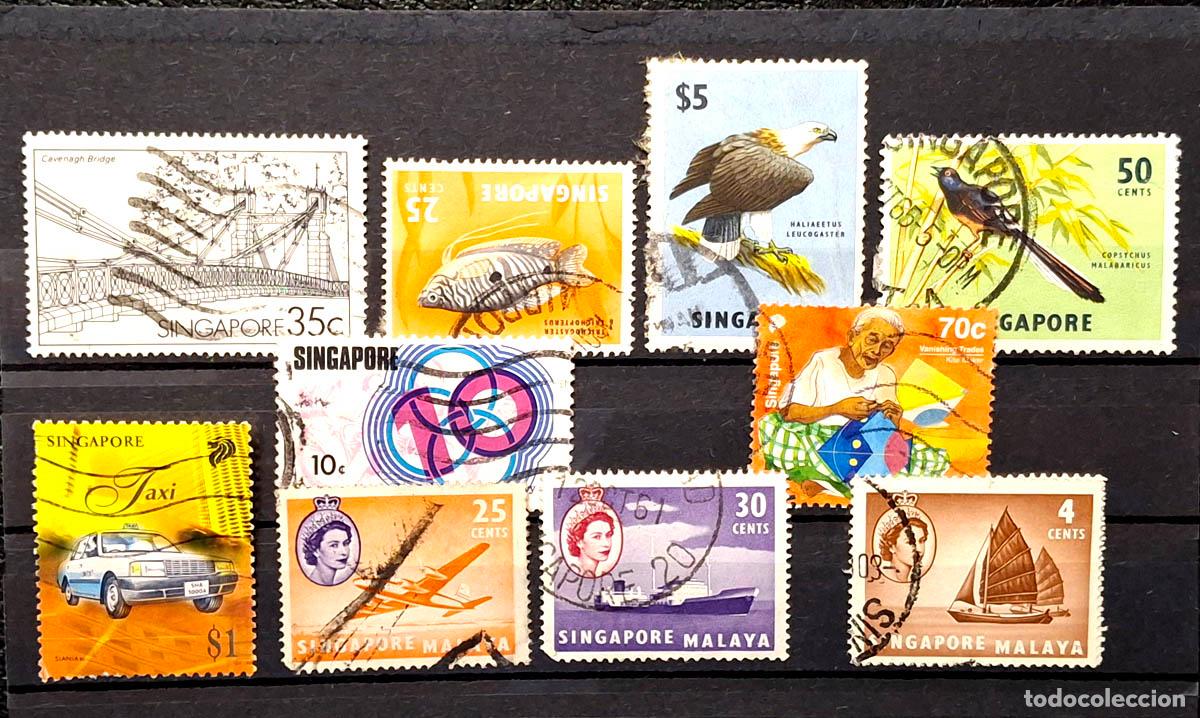 Sellos: 10 sellos de singapur