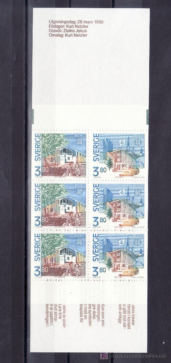 Sellos: suecia 1572c carnet, tema europa, edificios de correos, - Foto 1