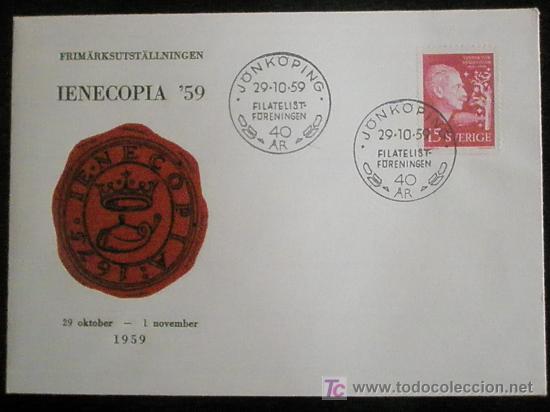 Sellos: SUECIA.1959.IENECOPIA 1959.SOBRE CONMEMORATIVO 40 A&Ntilde;OS FILATELICOS.(1)