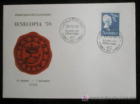 Sellos: SUECIA.1959.IENECOPIA 1959.SOBRE CONMEMORATIVO 40 A&Ntilde;OS FILATELICOS.(2)