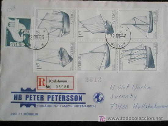 Stamps: SUECIA.CARTA CIRCULADA CERTIFICADA.BARCOS /NAVAL.SELLOS GRABADOS POR MARTIN MORCK